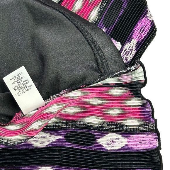 Cato Woman Top Size 22 / 24 Black Purple Faux Tank Open Front Pleated Stretch - Picture 11 of 13